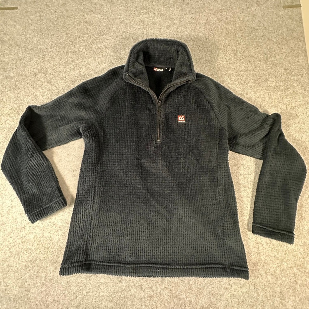 66 North Hrannar Zipneck Mens XL Black Mens Fleece Pullover K01250 Grid 1/4 Zip